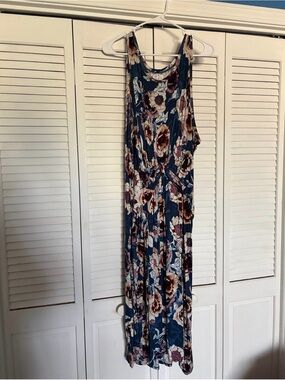Maurices navy Floral Maxi Dress with Tie Waist